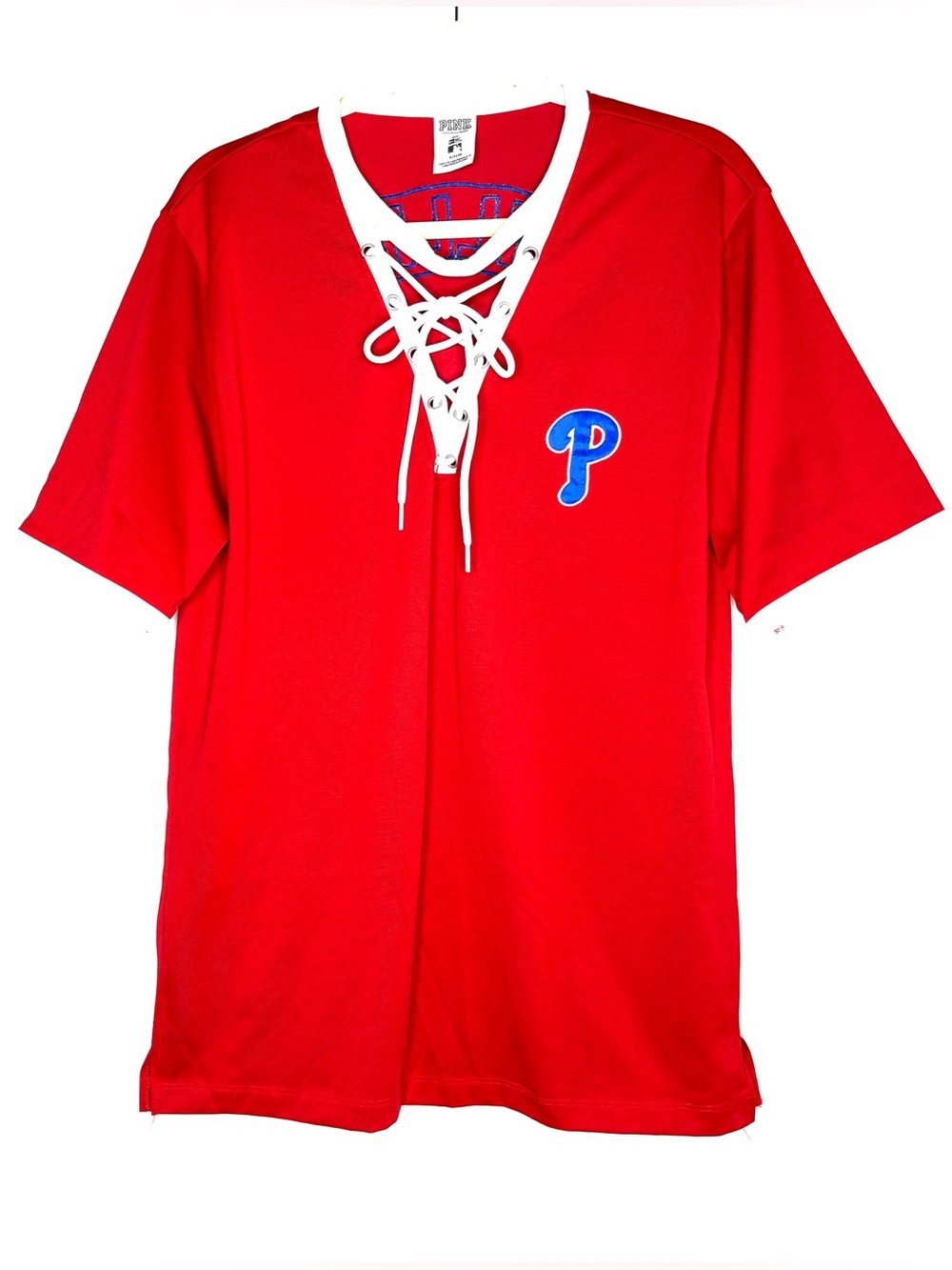 Victoria’s Secret Pink MLB Philadelphia Phillies Oversized Lace Up Tee Top Small